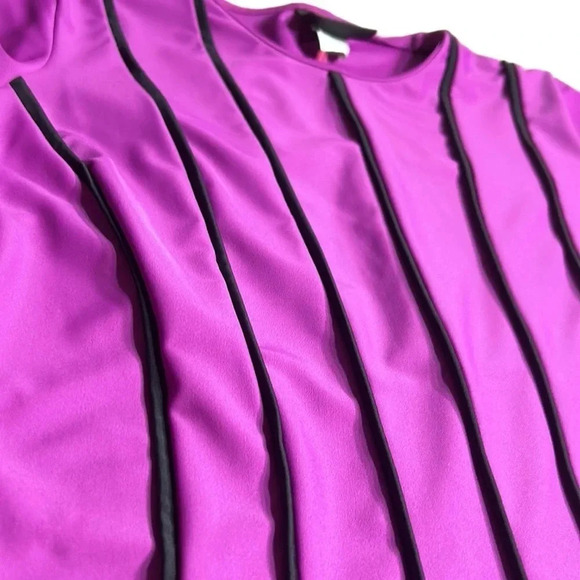 Modest Sea, swim top dress. women Small. Purple,black stripes , cap sleeves, EC - Picture 9 of 14